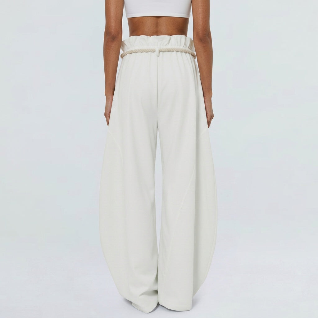 Harbor Hour Rope-Waist Wide-Leg Pants