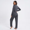Contrast Piping Button Down Top and Pants Loungewear Set