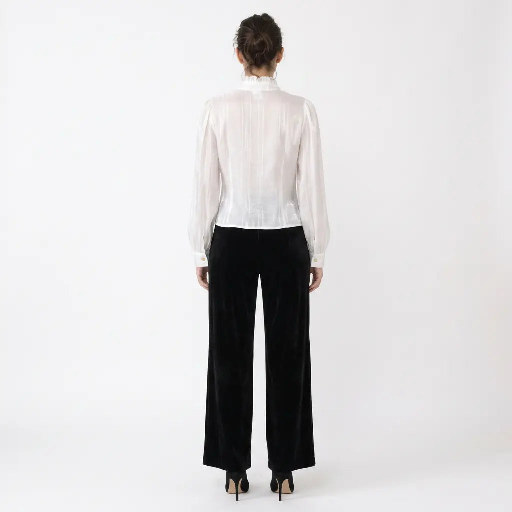 Satin-finish Victorian Button-up Top