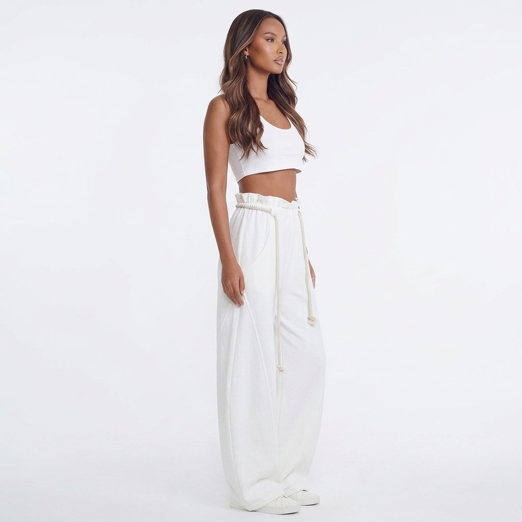 Harbor Hour Rope-Waist Wide-Leg Pants