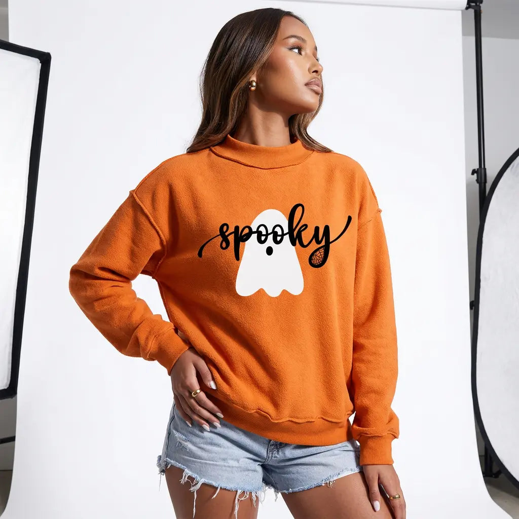 Boo Babe Fleece Reversible Casual Sweatshirt