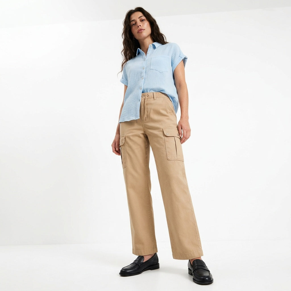 Weekend Away Rolled Sleeve Button-up Top