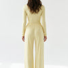 Lemon Day Lounge Two-Piece Set with Scoop-Neck Crop Top & Wide-Leg Pants