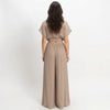 Silken Collared Wrap Top & Wide-leg Pants Set