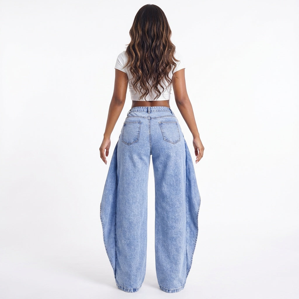 Off Script Draped-Front Wide-Leg Pants