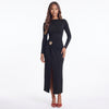 Ruched Slit Long-Sleeve Bodycon Dress