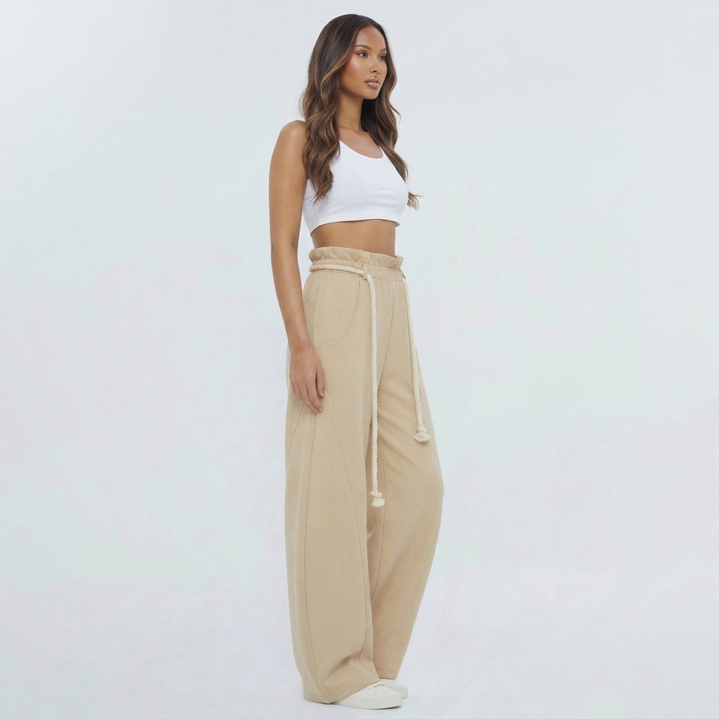 Harbor Hour Rope-Waist Wide-Leg Pants