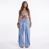 Off Script Draped-Front Wide-Leg Pants