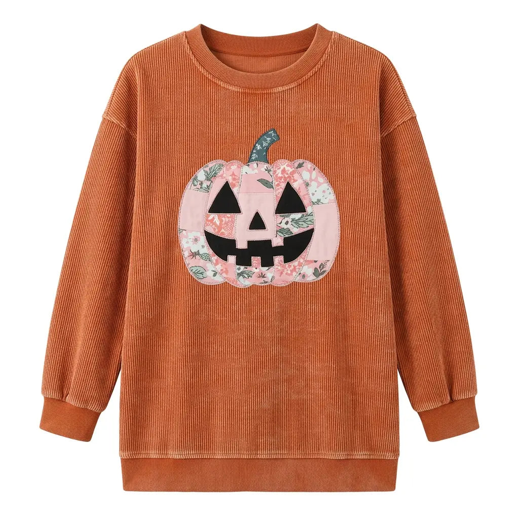Pumpkin Patch Girl Round Neck Tunic Sweatshirt