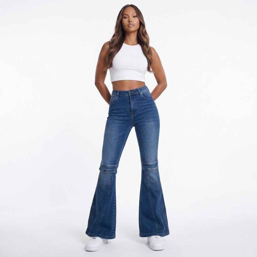 Side Street Cargo-Flare High-Rise Jeans