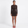 Long-Sleeve Ruched Bodycon Mini Dress