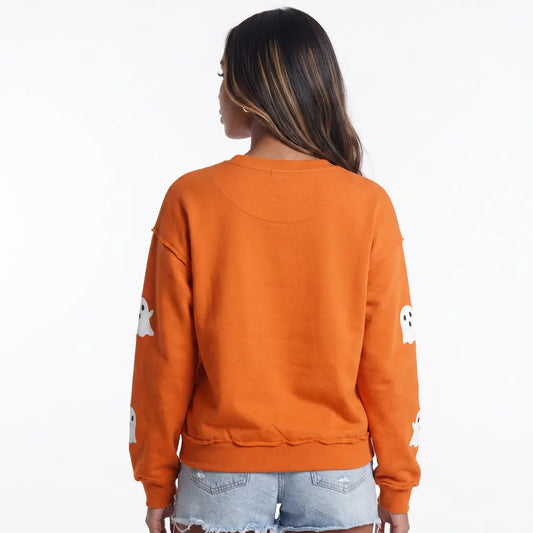 Clementine Spirit Scatter Mock Neck Sweatshirt