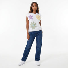 Crochet Flower Round Neck Sweater Vest