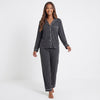 Contrast Piping Button Down Top and Pants Loungewear Set