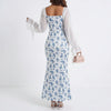 Delft Darling Sweetheart Neckline Maxi Dress