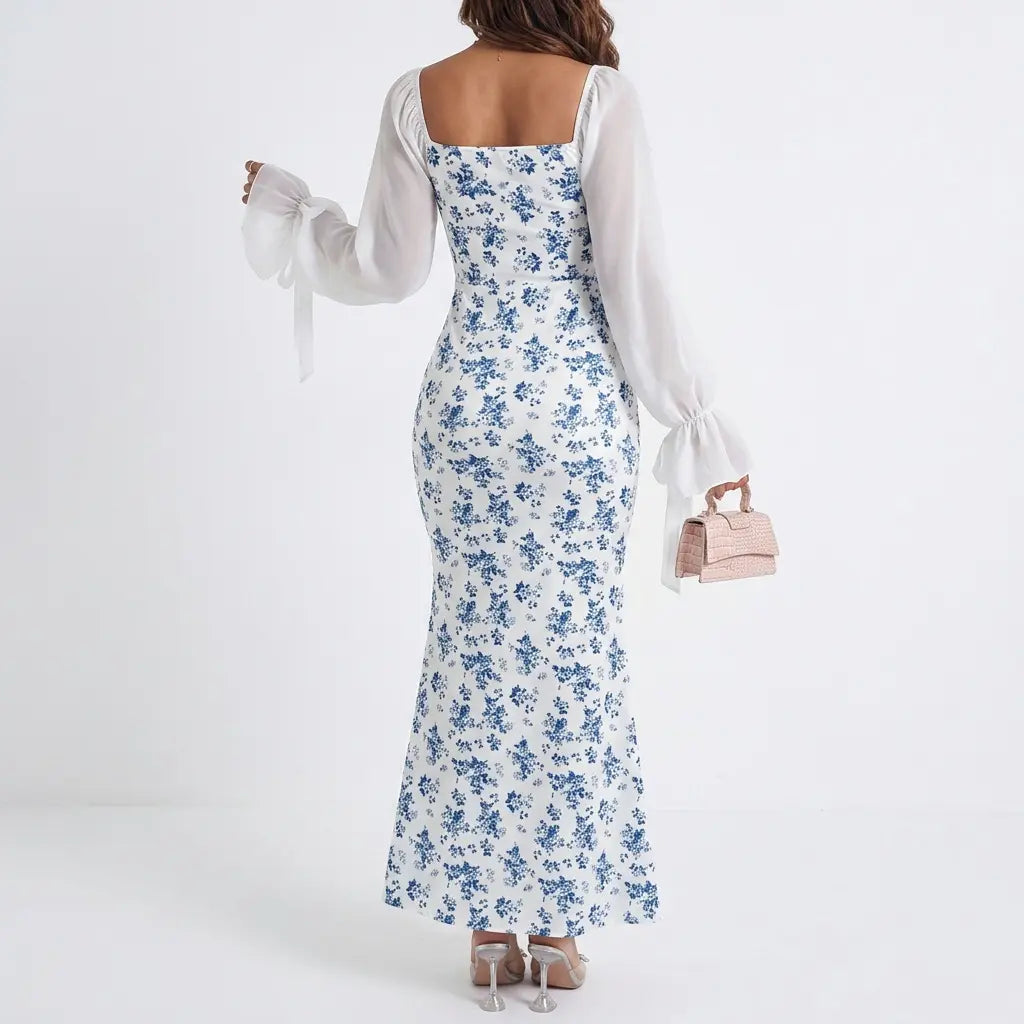 Delft Darling Sweetheart Neckline Maxi Dress