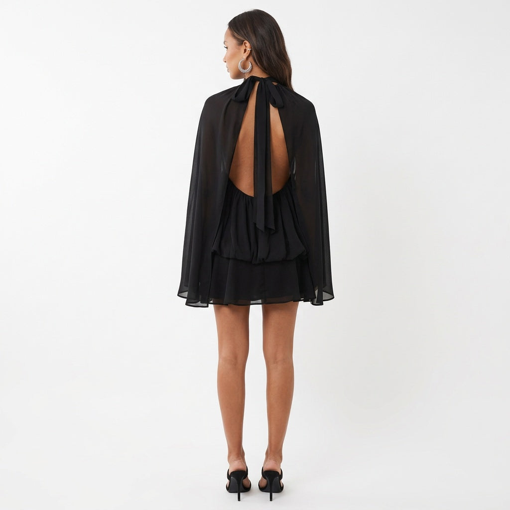 A Little Extra High Neck Ruffled Mini Dress