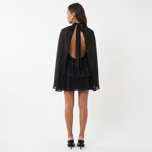 A Little Extra High Neck Ruffled Mini Dress