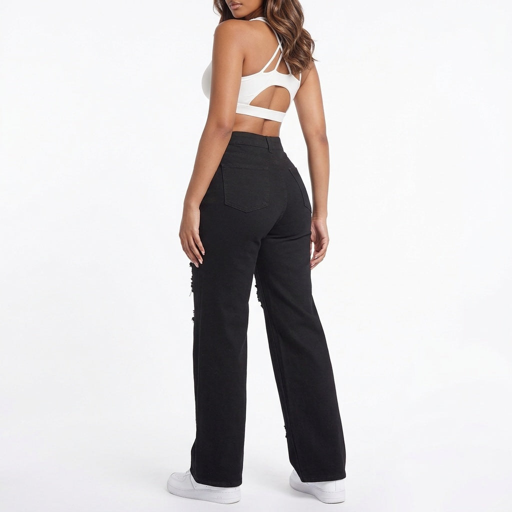 Rough Around the Edges Distressed Wide-Leg Jeans