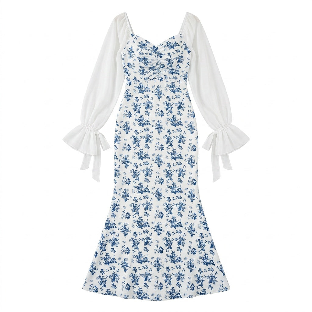 Delft Darling Sweetheart Neckline Maxi Dress