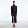 Ruched Slit Long-Sleeve Bodycon Dress