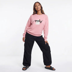 Boo Babe Fleece Reversible Casual Sweatshirt - Dusty Pink