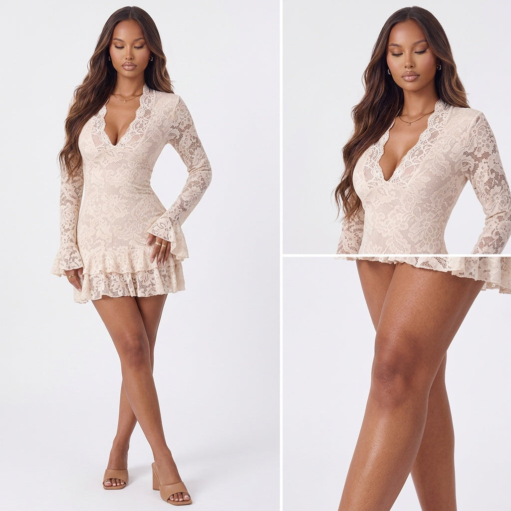 Soft Touch, Bad Intentions Lace Ruffle Mini Dress