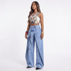 Off Script Draped-Front Wide-Leg Pants