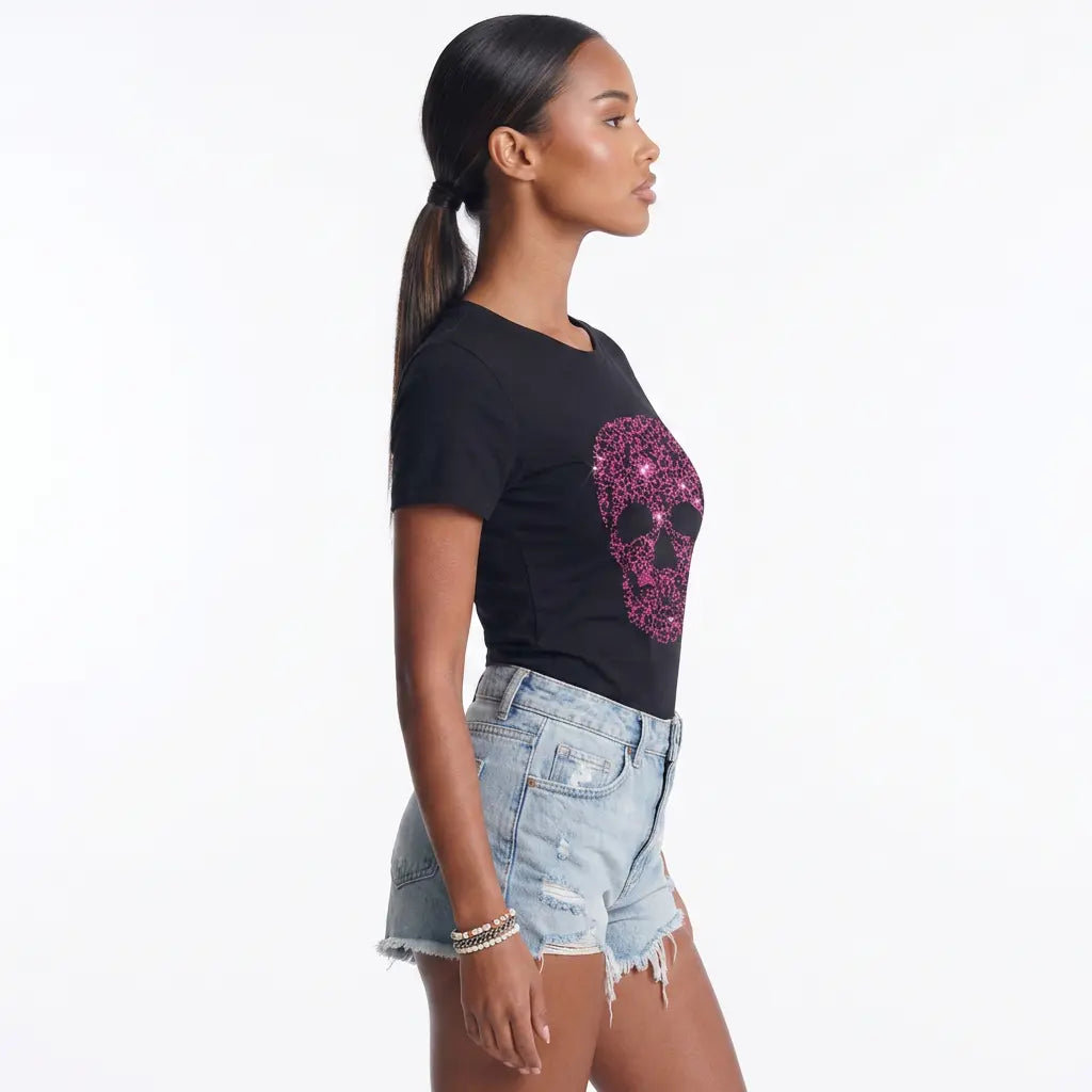 Pink Panthera Sparkle Crew Neck T Shirt