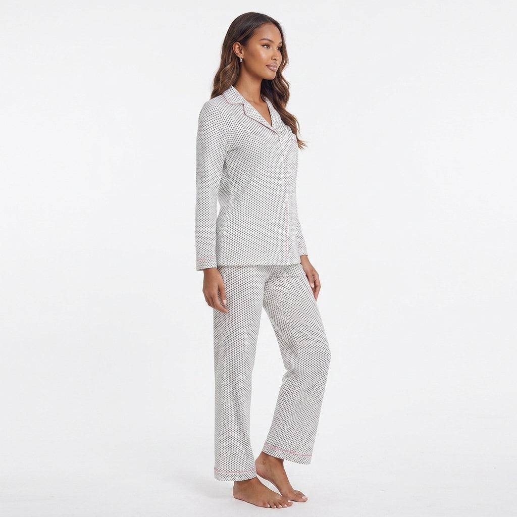 Collared Neck Loungewear Set with Pocket