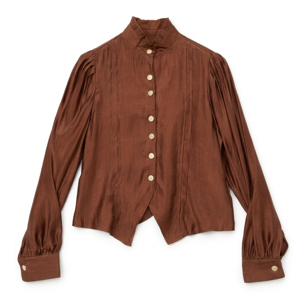 Satin-finish Victorian Button-up Top