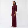 Bordeaux Power Collar Blazer and Wide-Leg Pants Set