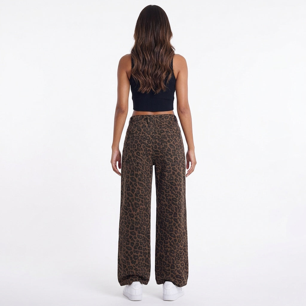 Feline Instinct Leopard Wide-Leg Pants
