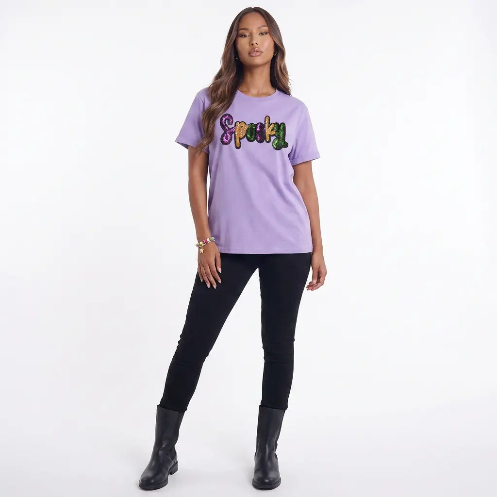 Spellbound Sparkle Darling Patched Cotton Blend T Shirt Plus Size