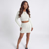 Sweet Talk Cable-Knit Cropped Sweater Skirt Set