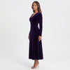 V-Neck Long Sleeve Velvet Dress