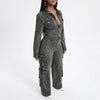 Street Code Washed Denim Cargo Wide-Leg Jumpsuit