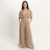 Silken Collared Wrap Top & Wide-leg Pants Set