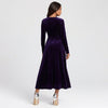 V-Neck Long Sleeve Velvet Dress