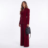 Bordeaux Power Collar Blazer and Wide-Leg Pants Set