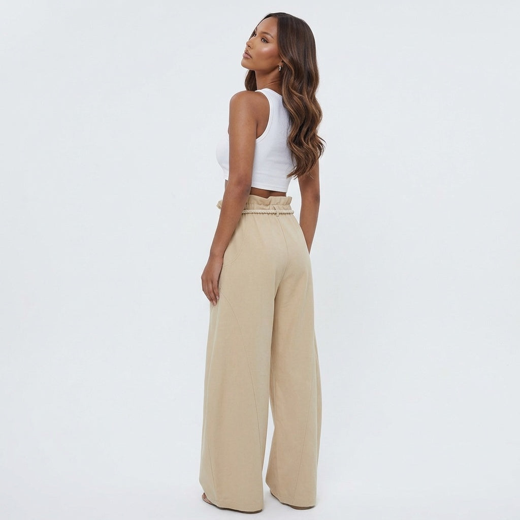 Harbor Hour Rope-Waist Wide-Leg Pants