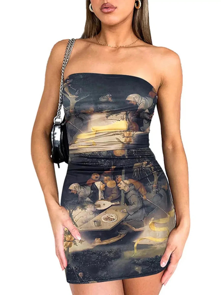 Tie - dye Mirage Bodycon Mini Dress - Lustreve