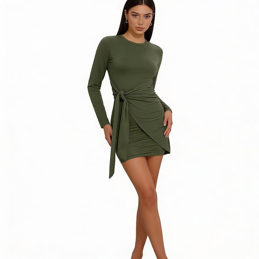 Quiet Storm Primrose Wrap-Tie Bodycon Mini Dress