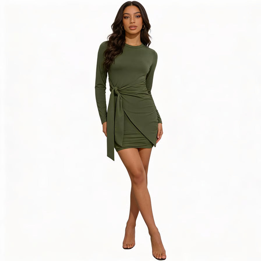 Quiet Storm Primrose Wrap-Tie Bodycon Mini Dress