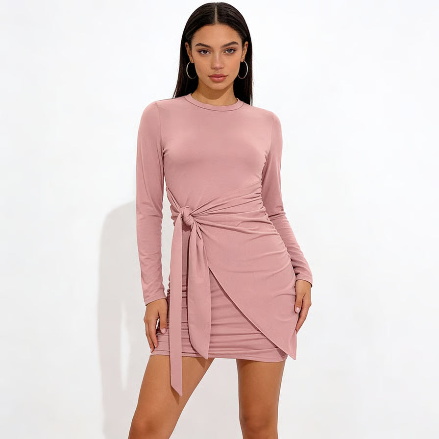Quiet Storm Primrose Wrap-Tie Bodycon Mini Dress