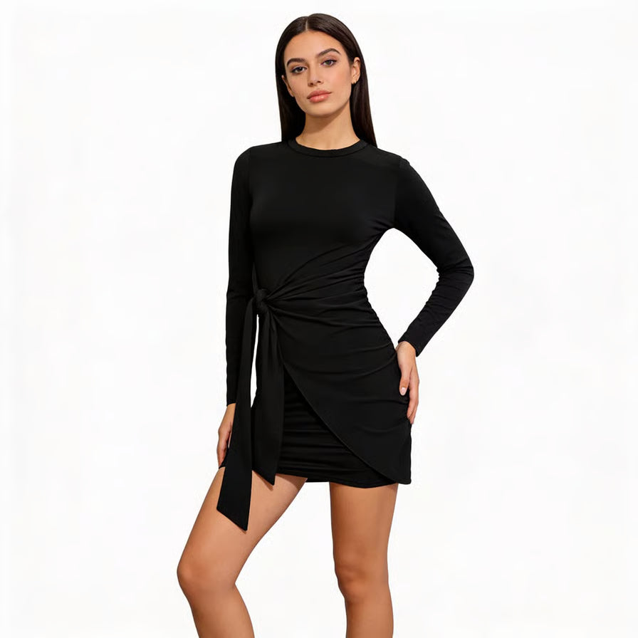 Quiet Storm Primrose Wrap-Tie Bodycon Mini Dress