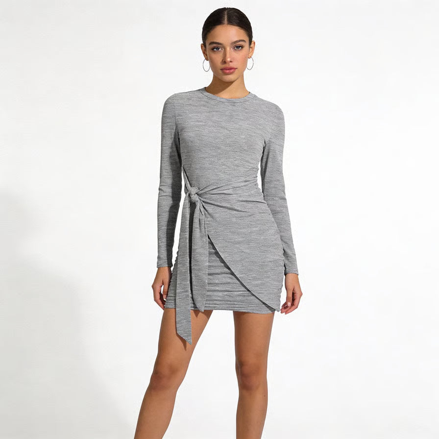 Quiet Storm Primrose Wrap-Tie Bodycon Mini Dress