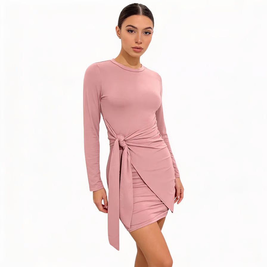 Quiet Storm Primrose Wrap-Tie Bodycon Mini Dress