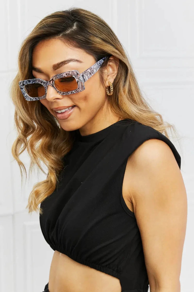 Tortoiseshell Rectangle Polycarbonate Sunglasses - Lustreve