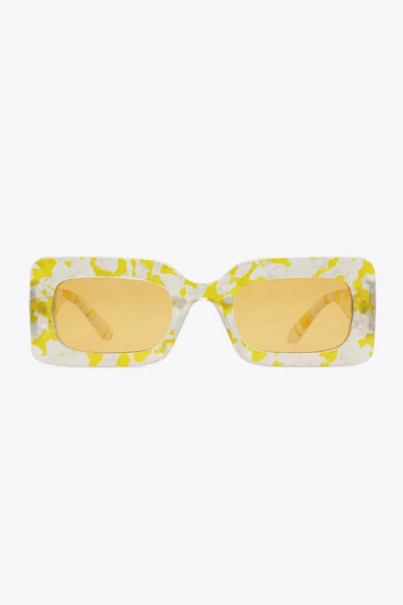 Tortoiseshell Rectangle Polycarbonate Sunglasses - Lustreve